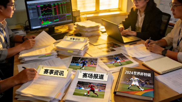 体育新闻编辑部整理赛事资讯与赛场报道素材